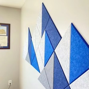 Panneau en feutre géométrique triangulaire en fibre <span class=keywords><strong>de</strong></span> polyester, décoration murale 3D stéréoscopique, isolation acoustique - Product Image 6