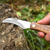 Couteau de cueillette de jardinage professionnel couteau à champignons avec manche en palissandre brosse poche pliante avec porte-clés