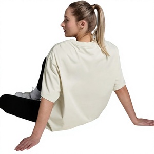Wholesale Women's Oversized Drop Shoulder <b>T</b>-<b>Shirt</b> 100% Cotton Casual Loose Fit Tee OEM ODM Custom Logo Private Label Manufacture - Product Image 3