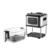 Friteuse intelligente 3-en-1 à commande numérique en acier inoxydable 5 QT Déshydrateur à gril rabattable Poignée tactile froide Four en verre multifonctionnel