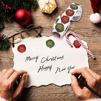 Étiquettes adhésives rondes personnalisables imprimées en couleur sur papier thermosensible, prêtes à l'emploi, pour suivi de colis de Noël, 1 pouce, en vrac