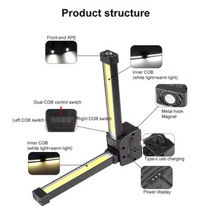 La nouvelle lampe de travail pliable à 90 degrés, double face, COB, avec aimant puissant et crochet, idéale pour l'entretien. - Product Image 2
