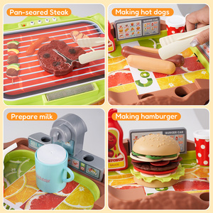 Ensemble de jeu de cuisine pour enfants : voiture à hamburgers, barbecue, accessoires alimentaires de simulation, chariot de rangement, jouets alimentaires pour enfants - Product Image 4