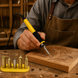 Stylo de pyrogravure 7-en-1 <span class=keywords><strong>à</strong></span> chauffe rapide, outil de brûlage du bois, <span class=keywords><strong>fer</strong></span> <span class=keywords><strong>à</strong></span> <span class=keywords><strong>souder</strong></span> <span class=keywords><strong>pour</strong></span> le bois, le cuir, l'artisanat et l'art de la pyrogravure - Product Image 5