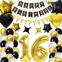 Kit de ballons pour 16e anniversaire, rose doré, lettres Happy Sweet, couronne, rouge à lèvres, ballons en feuille d'aluminium et en latex en forme de cœur, pour la décoration du 16e anniversaire