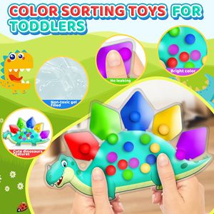 Nouveau produit : Jouet éducatif en plastique dinosaure pour bébé, pour la décompression, l'entraînement à la préhension, le jeu de pincement et la classification des couleurs - Product Image 2