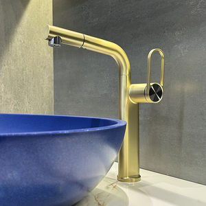 Grifo Moderno para Lavabo con Caño Extraíble, <span class=keywords><strong>Flujo</strong></span> de Agua Giratorio hacia Arriba, Núcleo de Válvula de Cerámica, Montado en Cubierta, Monomando - Product Image 1
