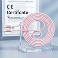 Câble USB certifié CE 100W, câble en coton tressé C-C, câble de données en cuivre pur, type C vers type C, câble de charge rapide 5A, électronique