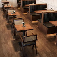 Table à manger en bois durable de style vintage pour restaurant, café, boutique, avec chaises, canapé, rangement, meubles en cuir