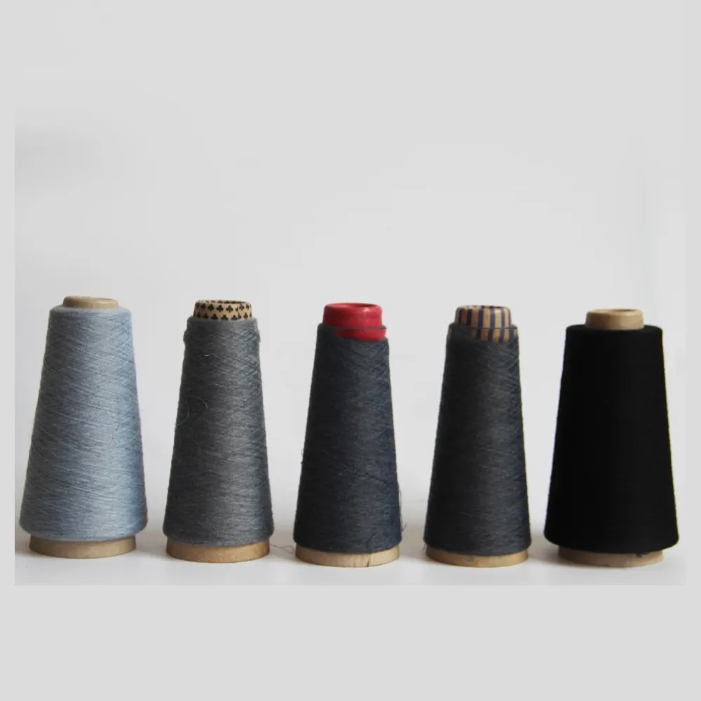 100% Ring Spun Polyester Yarn 30s/1 Recycled Grey Melange,Melange Grey Spun Yarn For Knitting