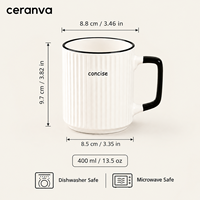 Mug à café en céramique à rayures uniques et minimalistes, écologique, de qualité alimentaire, compatible lave-vaisselle et micro-ondes, en stock, pour la maison et le bureau