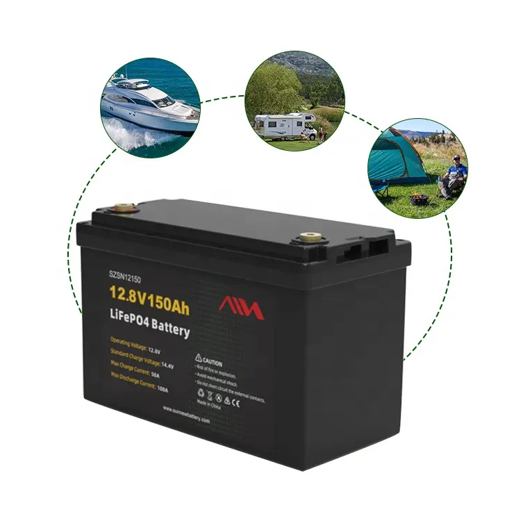 Sunnew 12,8 V 150Ah LiFePO4 Baterías Paquete de batería de iones de litio recargable con batería multifunción almacenamiento de energía solar