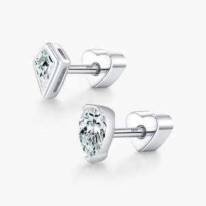 Orecchini a perno con moissanite taglio kite in <span class=keywords><strong>argento</strong></span> sterling 925, a goccia e a cuore, con chiusura a vite, per donna, gioielli raffinati - Product Image 1