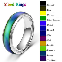 Anneaux à changement de couleur de conception de réaction thermique en acier inoxydable de 6MM pour les adolescentes-Anneau d'humeur à changement de couleur imperméable minimaliste