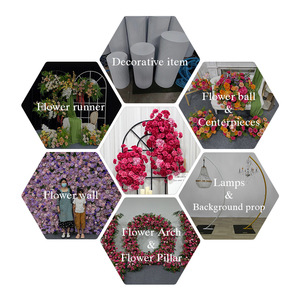 Arco de Rosas Rosa Intenso y Conjunto de Flores para el Suelo, Decoración Floral Artificial para Fondo de Ceremonia de Boda y Letrero de Bienvenida - Product Image 5