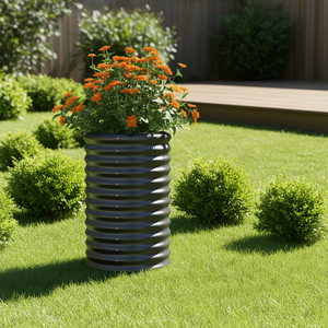 Jardinera de acero con recubrimiento en polvo color antracita de 15.7x15.7x26.8 pulgadas para macetas, estilo rústico - Product Image 2