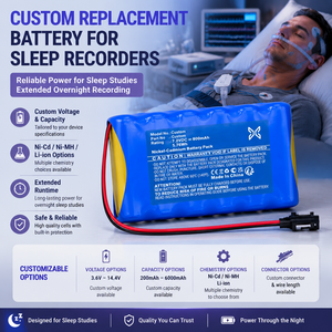 Paquete de Baterías Recargables Personalizadas para <span class=keywords><strong>Respironics</strong></span> Smart Recorder 2500, <span class=keywords><strong>Philips</strong></span> Alice NightOne, Natus Grass-Telefactor, Monitor de Sueño - Product Image 3