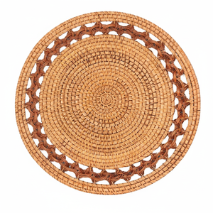 Elegant Handwoven Rattan <b>Round</b> Charger <b>Placemat</b> for Dining (Available Customization) - Product Image 1