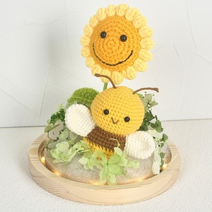 Custom Smiling Sunflower Nightlight <b>Bee</b> Woolen Crochet Hook Handmade Bouquet <b>Gift</b> for Valentine's Day - Product Image 3