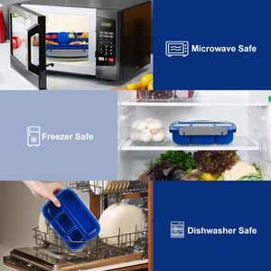 <b>Lunch</b> <b>Box</b> Kids Bento Plastic Plastic Containers <b>Lunch</b> <b>Box</b> for Adults/<b>Toddler</b> 4 Compartment Bento <b>Lunch</b> <b>Box</b> Freezer Safe - Product Image 3