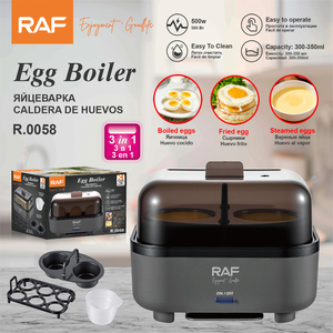 เครื่องทำอาหารอเนกประสงค์ RAF 500W สำหรับต้ม นึ่ง ทอดไข่ ขนาดกะทัดรัด วางบนเคาน์เตอร์ได้ ความจุ 300-350 มล. - Product Image 3