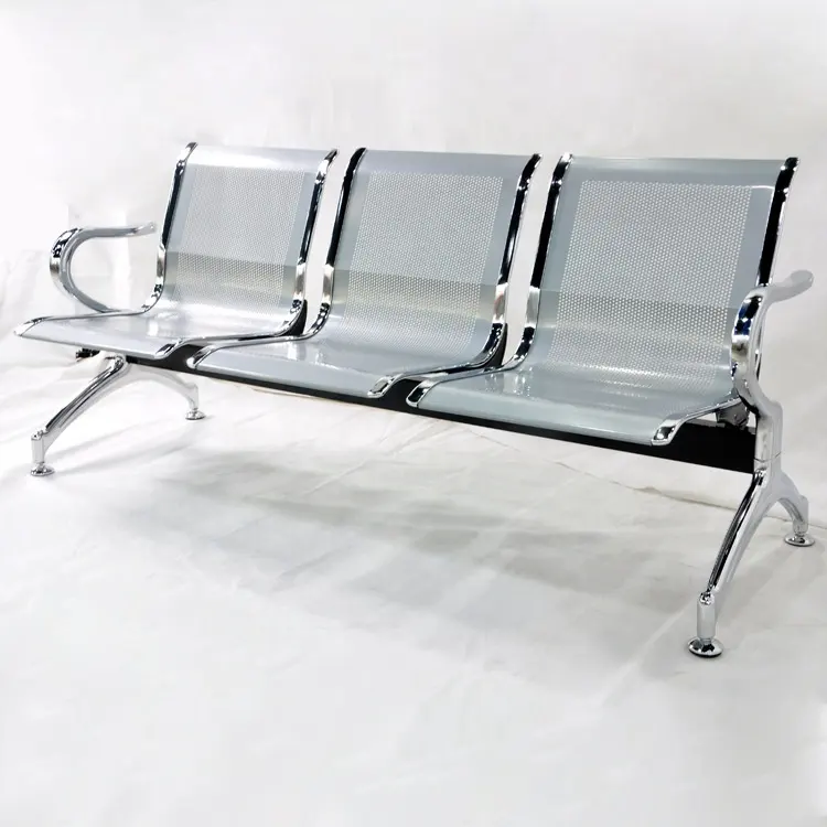 Silla médica de 3 asientos para sala de espera, sillón de Hospital de 1,2mm de acero en cromo, 3 años