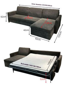 Sofá Cama Multifuncional para Apartamento u Hotel <span class=keywords><strong>con</strong></span> Colchón Plegable, Sofá Cama Convertible <span class=keywords><strong>2</strong></span> en 1 <span class=keywords><strong>con</strong></span> Almacenamiento y <span class=keywords><strong>Chaise</strong></span> Longue - Product Image 5
