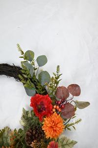 Couronne d'automne artificielle personnalisée en gros, décoration florale ronde, couronnes d'automne - Product Image 3