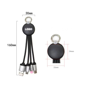 Toptan promosyon hediye özel Logo lazer kazınmış anahtarlık Usb kablosu yüksek kalite <span class=keywords><strong>3</strong></span> in 1 USB kablosu LED aydınlatma logolu - Product Image 6