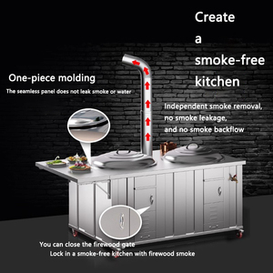 Poêle à bois moderne étanche <span class=keywords><strong>pour</strong></span> l'extérieur, modèle à double brûleur à corps plat avec réservoir d'eau en acier inoxydable <span class=keywords><strong>pour</strong></span> la cuisson des barbecues - Product Image 2