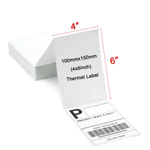Etiqueta de envio térmico direto revestida superior 4"x4" para impressora térmica 500 etiquetas por rolo etiqueta térmica