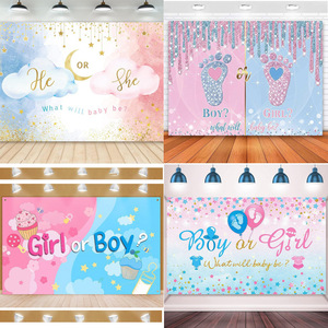 Fondo de Fotografía para Revelación de Género Azul y Rosa, Poliéster, Decoración para Fiesta de Cumpleaños de Niño o Niña - Product Image 2