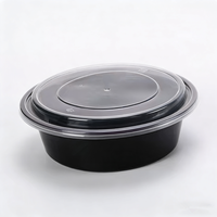 Bol classique noir en PP de qualité alimentaire sans BPA, jetable et compatible micro-ondes, avec couvercle en plastique épais, taille personnalisable disponible, boîte à lunch multi-usage