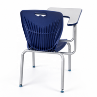 Chaises de formation personnalisées, design ergonomique, coque en plastique bleue, mobilier scolaire, chaise d'étudiant avec tablette d'écriture, utilisation en classe et en salle d'étude