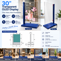 Écran publicitaire interactif numérique OLED transparent de 30 pouces sur pied pour magasin de détail et centre commercial