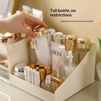 Boîte de rangement cosmétique tendance en plastique, anti-poussière, avec compartiments, organisateur de bureau pour maquillage, soins de la peau et rouges à lèvres, style européen