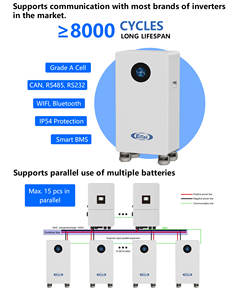 Batterie Solaire au Lithium Fer Phosphate 314Ah 15kWh 15kVA 16kW 200A 48 Volts 300Ah, Livraison Porte-à-Porte - Product Image 3