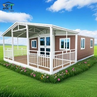 Maison Mobile Préfabriquée Habitable 2 3 4 5 Chambres Conteneur Pliable Extensible de 20 et 40 Pieds avec Terrasse et Véranda