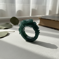 Cincin Jari Uniseks Tiga Dimensi Desain Naga Biru Jadeite Alami Hadiah Mewah dengan Sertifikat Penilaian