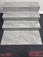 Carreaux de porcelaine brillants rectangulaires à motif marbre gris, carreaux antidérapants pour escaliers d'hôtels et villas, projet OEM