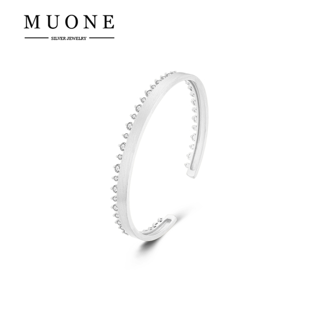 Resizable Women's 925 Sterling Silver Bracelet Classic Fine Jewelry Brushed  Zircon Wedding Engagement Gift Party for Women's