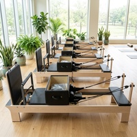 Reformer de Pilates de Luxe en Bois Massif d'Érable pour Studio avec Chariot à Glissement Fluide