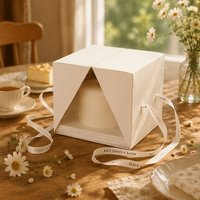 Boîte à gâteau portable transparente avec bandoulière, boîte à gâteau pliable jetable, emballage alimentaire de qualité alimentaire