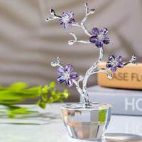 Ornement de figurine en verre de prune en cristal Presse-papiers Décoration de table avec boîte-cadeau Centres de table en verre de cristal