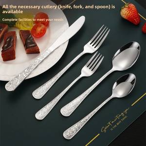 Ensemble <span class=keywords><strong>de</strong></span> <span class=keywords><strong>couverts</strong></span> <span class=keywords><strong>de</strong></span> mariage en acier inoxydable poli miroir, design rétro <span class=keywords><strong>de</strong></span> luxe léger <span class=keywords><strong>de</strong></span> style européen, durable, pour usage domestique, comprend les <span class=keywords><strong>couverts</strong></span> <span class=keywords><strong>de</strong></span> repas principal - Product Image 5