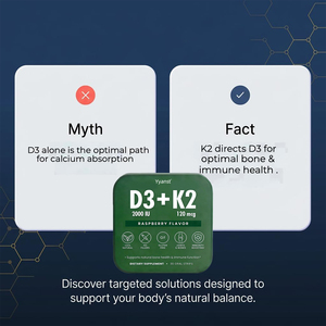OEM/ODM: Apoya la salud ósea natural y la función inmunitaria, tiras orales de vitamina D3 K2 naturales sin gluten, muestra gratuita. - Product Image 5