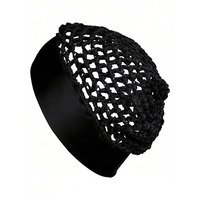 HZM-26418 Accessoires capillaires unisexe : Bonnet snood en tricot de rayonne à bord large avec bande élastique, filet à cheveux extensible et bonnet à perruque en maille