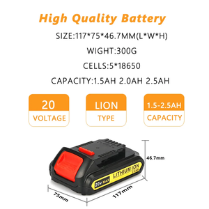 <span class=keywords><strong>DeWalt</strong></span> DCB180 DCB181 DCB182 <span class=keywords><strong>20V</strong></span> 1.5ah 2.0ah 2.5ah 무선 부품 원통형 리튬 이온 도구 배터리 케이스 포함 도매 - Product Image 6