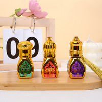 Flacons de Luxe Arabes 10ml pour Attar, Bouteilles en Verre à Bille pour Huiles Essentielles, Flacons Cosmétiques avec Compte-gouttes Doré pour Soins Personnels