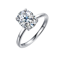 Cincin Moissanite Oval Telur Merpati Berlapis Perak S925 Dengan Emas 14K 2 5 3 Karat Cincin Pernikahan Wanita Terlaris